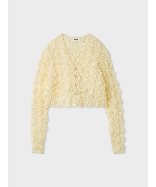 MIESROHE（ミースロエ）の「シャーリングVネックカーデ（ニット/セーター・レディース・イエロー/マルチ/ホワイト・F）」の8枚目の写真