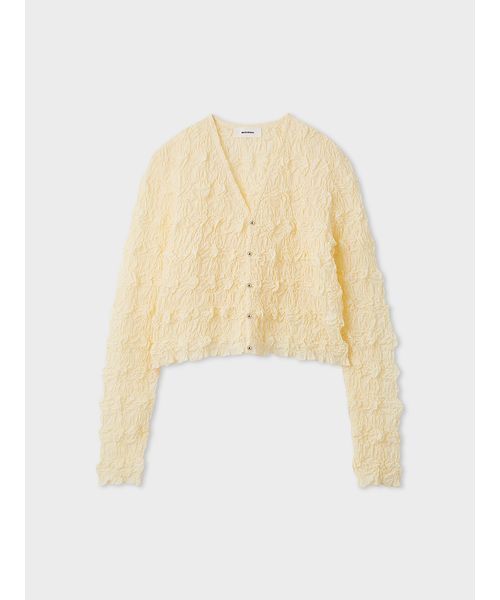 MIESROHE（ミースロエ）の「シャーリングVネックカーデ（ニット/セーター・レディース・イエロー/マルチ/ホワイト・F）」の9枚目の写真