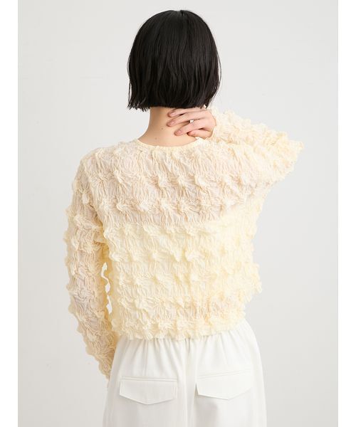 MIESROHE（ミースロエ）の「シャーリングVネックカーデ（ニット/セーター・レディース・イエロー/マルチ/ホワイト・F）」の18枚目の写真