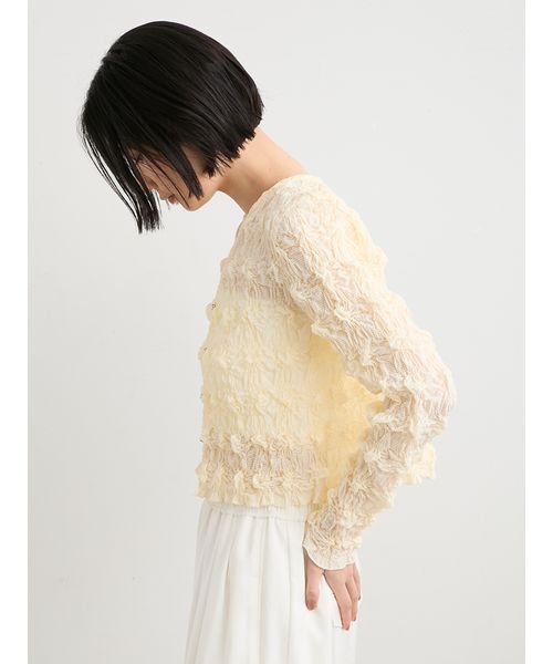 MIESROHE（ミースロエ）の「シャーリングVネックカーデ（ニット/セーター・レディース・イエロー/マルチ/ホワイト・F）」の20枚目の写真