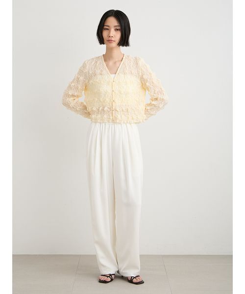 MIESROHE（ミースロエ）の「シャーリングVネックカーデ（ニット/セーター・レディース・イエロー/マルチ/ホワイト・F）」の21枚目の写真