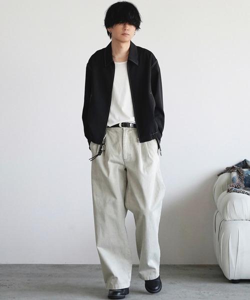 WYM LIDNM（ウィム バイ リドム）の「TWILL STITCH LINE SHORT BLOUSON（ブルゾン・メンズ・チャコール/ブラック・L/M/S）」の4枚目の写真