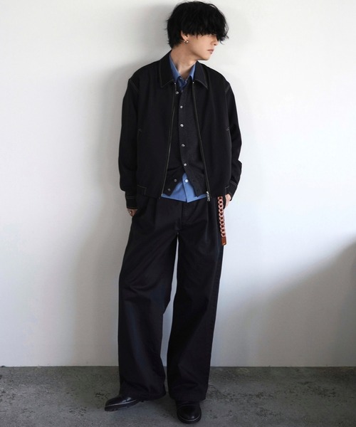 WYM LIDNM（ウィム バイ リドム）の「TWILL STITCH LINE SHORT BLOUSON（ブルゾン・メンズ・チャコール/ブラック・L/M/S）」の7枚目の写真