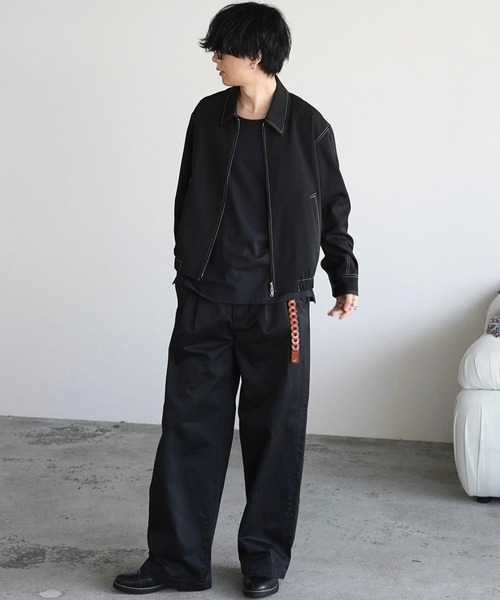 WYM LIDNM（ウィム バイ リドム）の「TWILL STITCH LINE SHORT BLOUSON（ブルゾン・メンズ・チャコール/ブラック・L/M/S）」の6枚目の写真