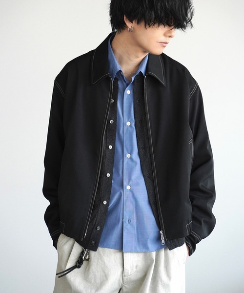 WYM LIDNM（ウィム バイ リドム）の「TWILL STITCH LINE SHORT BLOUSON（ブルゾン・メンズ・チャコール/ブラック・L/M/S）」の5枚目の写真