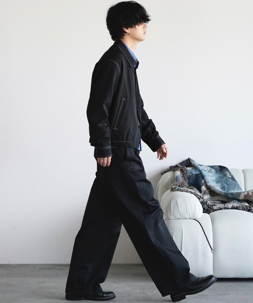 WYM LIDNM（ウィム バイ リドム）の「TWILL STITCH LINE SHORT BLOUSON（ブルゾン・メンズ・チャコール/ブラック・L/M/S）」の11枚目の写真