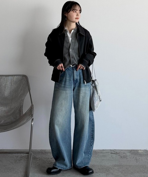 WYM LIDNM（ウィム バイ リドム）の「TWILL STITCH LINE SHORT BLOUSON（ブルゾン・メンズ・チャコール/ブラック・L/M/S）」の19枚目の写真