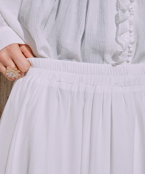 manana suerte（マニャーナスエルテ）の「フリルギャザースカート（スカート・レディース・ブラック/ホワイト・FREE）」の7枚目の写真