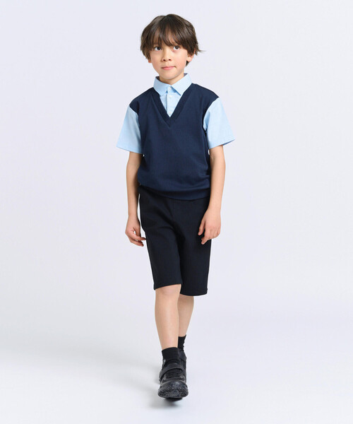 COMME CA ISM（コムサイズム）の「フェイクレイヤード 半袖シャツ(100-130cm)（シャツ/ブラウス・キッズ・ネイビー系・110cm/130cm/100cm/120cm）」の2枚目の写真