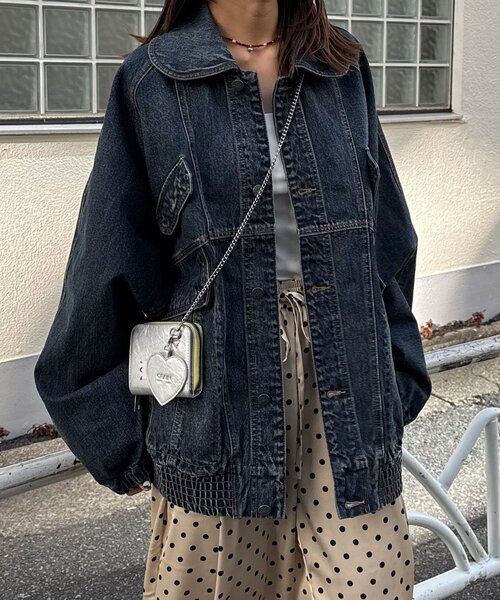 CIAOPANIC(チャオパニック)の「【ANTI WARP /アンチワープ】ヴィンテージディティールブルゾン(デニムジャケット・レディース・ブラウン/インディゴブルー・FREE)」の2枚目の写真