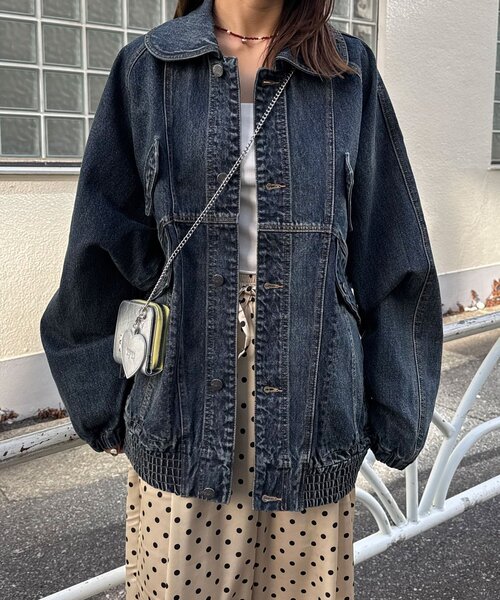 CIAOPANIC(チャオパニック)の「【ANTI WARP /アンチワープ】ヴィンテージディティールブルゾン(デニムジャケット・レディース・ブラウン/インディゴブルー・FREE)」の12枚目の写真