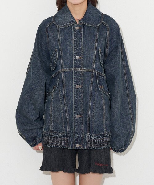 CIAOPANIC（チャオパニック）の「【ANTI WARP /アンチワープ】ヴィンテージディティールブルゾン（デニムジャケット・レディース・ブラウン/インディゴブルー・FREE）」の13枚目の写真