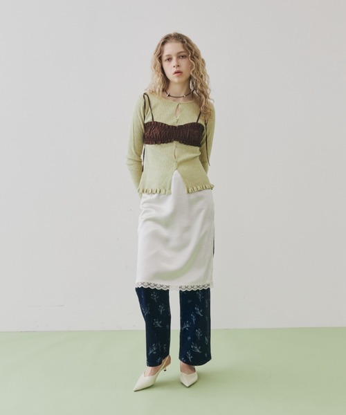 FUULLY STUDIO（フーリィーステューディオ）の「サテンレースミディスカート（スカート・レディース・ブラック/アイボリー・FREE）」の9枚目の写真