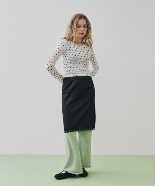 FUULLY STUDIO（フーリィーステューディオ）の「サテンレースミディスカート（スカート・レディース・ブラック/アイボリー・FREE）」の12枚目の写真