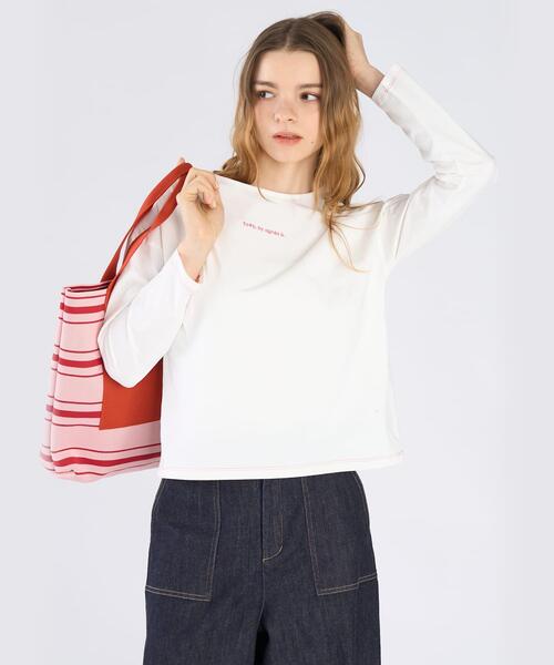 To b. by agnes b.(トゥービーバイアニエスベー)の「カラー ロゴ 刺繍 長袖 Tシャツ(Tシャツ/カットソー・レディース・ホワイト系その他・38/40)」の3枚目の写真