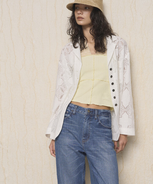 Firsthand（ファーストハンド）の「Firsthand/ファーストハンド パネル レース シャツ ジャケット / セットアップ対応（その他アウター・レディース・ブラック/ホワイト・FREE）」の3枚目の写真