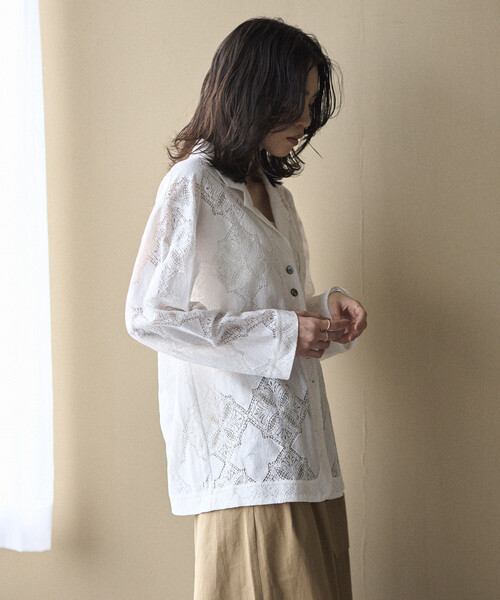 Firsthand（ファーストハンド）の「Firsthand/ファーストハンド パネル レース シャツ ジャケット / セットアップ対応（その他アウター・レディース・ブラック/ホワイト・FREE）」の8枚目の写真