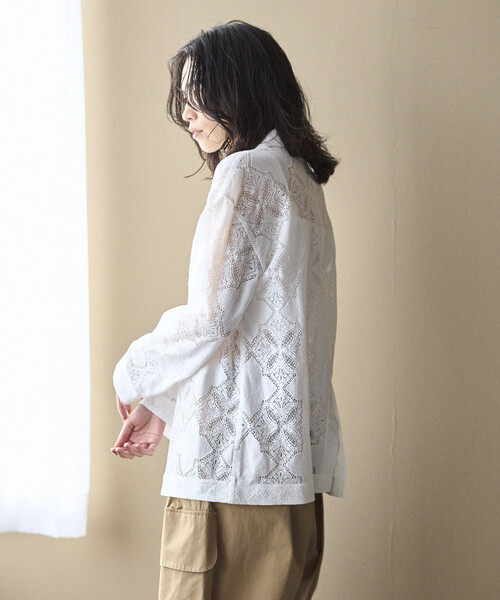 Firsthand（ファーストハンド）の「Firsthand/ファーストハンド パネル レース シャツ ジャケット / セットアップ対応（その他アウター・レディース・ブラック/ホワイト・FREE）」の10枚目の写真