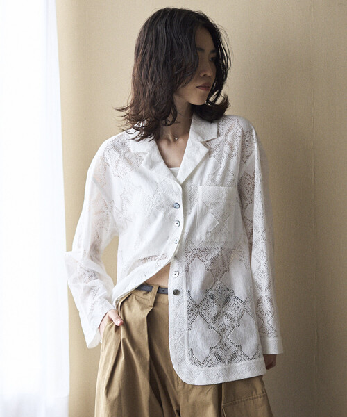 Firsthand（ファーストハンド）の「Firsthand/ファーストハンド パネル レース シャツ ジャケット / セットアップ対応（その他アウター・レディース・ブラック/ホワイト・FREE）」の13枚目の写真