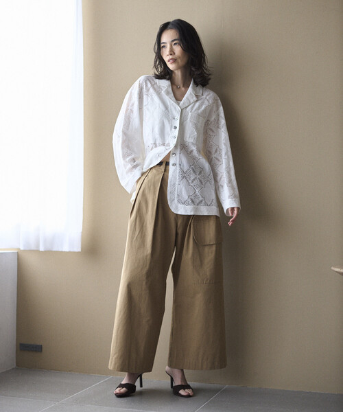 Firsthand（ファーストハンド）の「Firsthand/ファーストハンド パネル レース シャツ ジャケット / セットアップ対応（その他アウター・レディース・ブラック/ホワイト・FREE）」の14枚目の写真