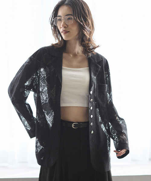 Firsthand（ファーストハンド）の「Firsthand/ファーストハンド パネル レース シャツ ジャケット / セットアップ対応（その他アウター・レディース・ブラック/ホワイト・FREE）」の20枚目の写真