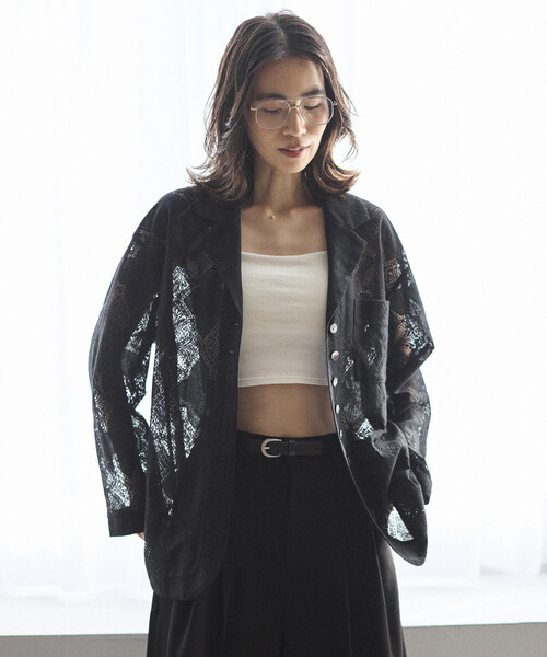 Firsthand（ファーストハンド）の「Firsthand/ファーストハンド パネル レース シャツ ジャケット / セットアップ対応（その他アウター・レディース・ブラック/ホワイト・FREE）」の22枚目の写真