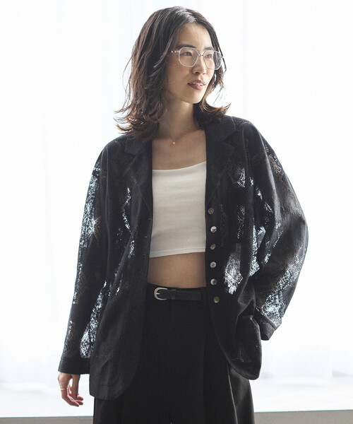 Firsthand(ファーストハンド)の「Firsthand/ファーストハンド パネル レース シャツ ジャケット / セットアップ対応(その他アウター・レディース・ブラック/ホワイト・FREE)」の18枚目の写真