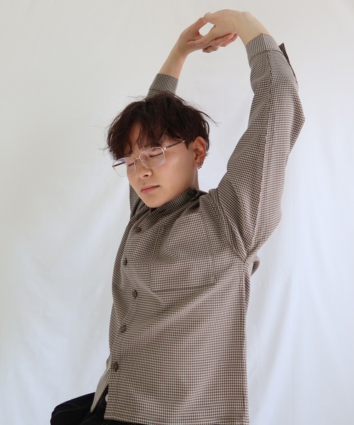 UNDERSTATEMENTs（アンダーステイトメント）の「【ユニセックス】無地&チェックアンティークボタン長袖シャツ（シャツ/ブラウス・メンズ・ブラウン/ベージュ・MEDIUM/LARGE）」の22枚目の写真