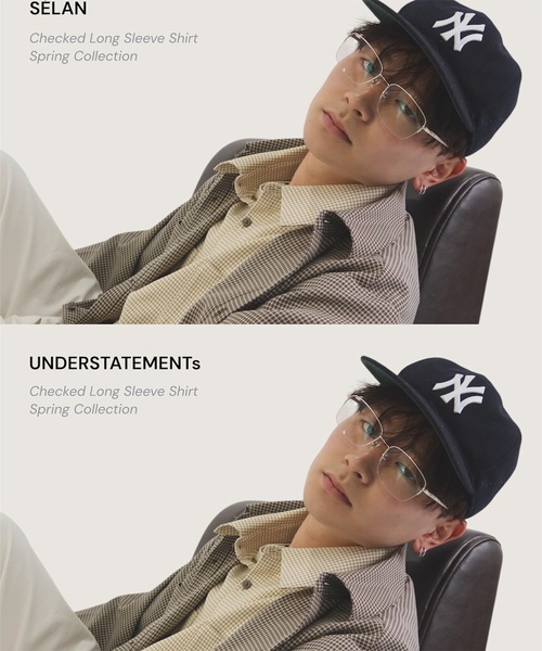 UNDERSTATEMENTs（アンダーステイトメント）の「【ユニセックス】無地&チェックアンティークボタン長袖シャツ（シャツ/ブラウス・メンズ・ブラウン/ベージュ・MEDIUM/LARGE）」の5枚目の写真