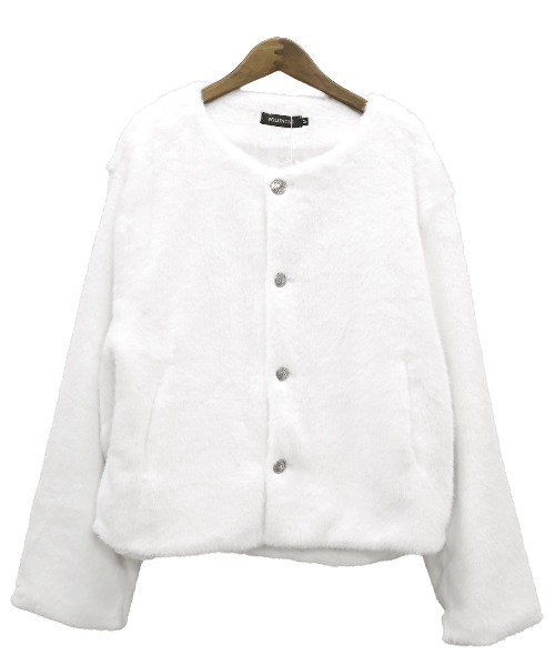 LUXSTYLE（ラグスタイル）の「ノーカラーフェイクファージャケット（ブルゾン・メンズ・ブラック/ホワイト・L/M）」の14枚目の写真