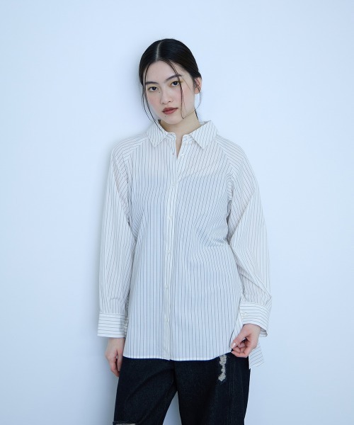 VICKY(ビッキー)の「コーマコットンバックフレアシャツ≪手洗い可能≫(シャツ/ブラウス・レディース・オフホワイト/サックスブルー/ホワイト系その他・M)」の2枚目の写真