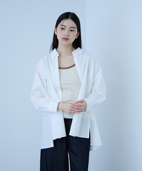 VICKY(ビッキー)の「コーマコットンバックフレアシャツ≪手洗い可能≫(シャツ/ブラウス・レディース・オフホワイト/サックスブルー/ホワイト系その他・M)」の1枚目の写真