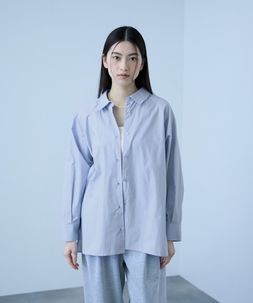 VICKY(ビッキー)の「コーマコットンバックフレアシャツ≪手洗い可能≫(シャツ/ブラウス・レディース・オフホワイト/サックスブルー/ホワイト系その他・M)」の3枚目の写真