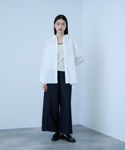 VICKY(ビッキー)の「コーマコットンバックフレアシャツ≪手洗い可能≫(シャツ/ブラウス・レディース・オフホワイト/サックスブルー/ホワイト系その他・M)」の12枚目の写真