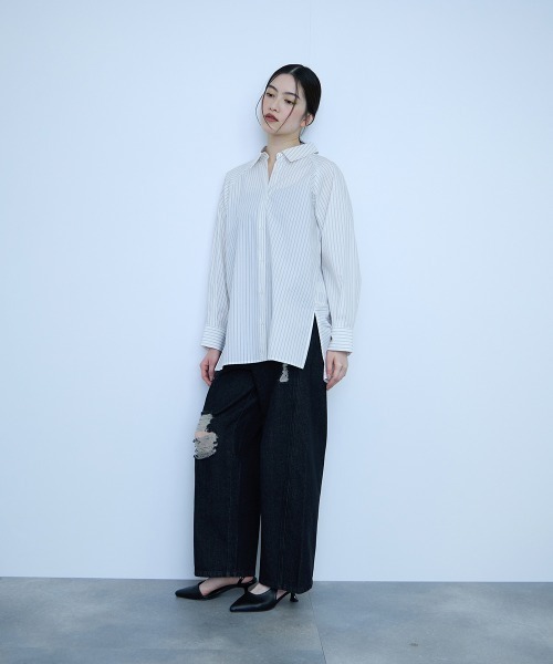 VICKY(ビッキー)の「コーマコットンバックフレアシャツ≪手洗い可能≫(シャツ/ブラウス・レディース・オフホワイト/サックスブルー/ホワイト系その他・M)」の16枚目の写真