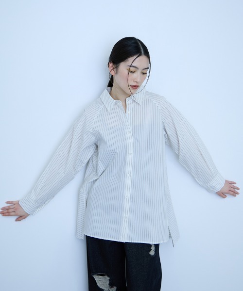 VICKY(ビッキー)の「コーマコットンバックフレアシャツ≪手洗い可能≫(シャツ/ブラウス・レディース・オフホワイト/サックスブルー/ホワイト系その他・M)」の14枚目の写真
