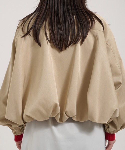 Perushu(ペルーシュ)の「Double Zip Balloon Faux Leather Collar Blouson/ダブルジップバルーンフェイクレザーカラーブルゾン(ブルゾン・レディース・ネイビー/ベージュ/ブラック・SMALL/MEDIUM)」の4枚目の写真