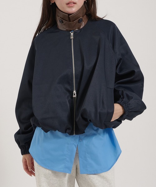 Perushu(ペルーシュ)の「Double Zip Balloon Faux Leather Collar Blouson/ダブルジップバルーンフェイクレザーカラーブルゾン(ブルゾン・レディース・ネイビー/ベージュ/ブラック・SMALL/MEDIUM)」の17枚目の写真