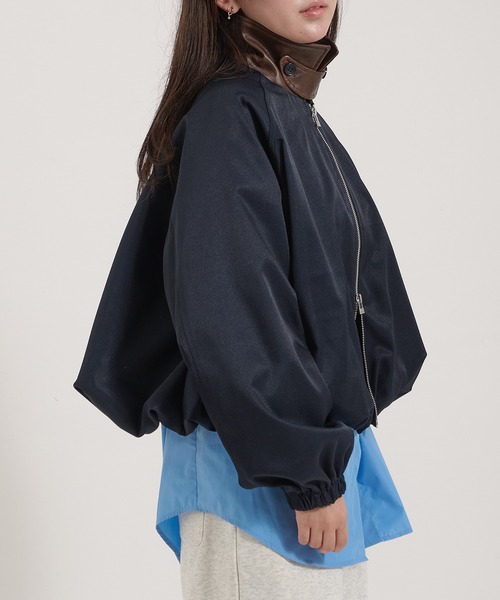 Perushu(ペルーシュ)の「Double Zip Balloon Faux Leather Collar Blouson/ダブルジップバルーンフェイクレザーカラーブルゾン(ブルゾン・レディース・ネイビー/ベージュ/ブラック・SMALL/MEDIUM)」の19枚目の写真