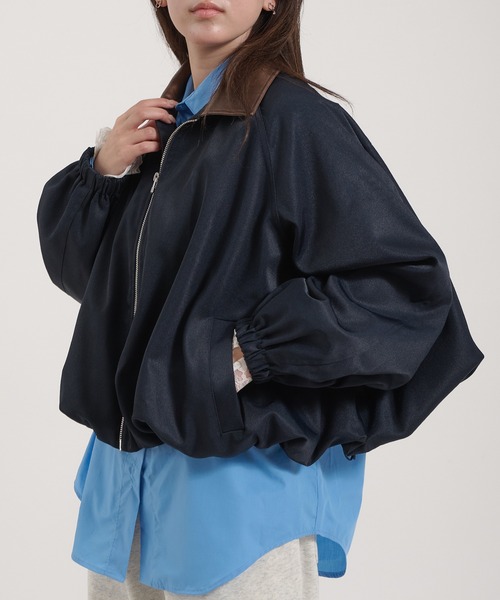 Perushu(ペルーシュ)の「Double Zip Balloon Faux Leather Collar Blouson/ダブルジップバルーンフェイクレザーカラーブルゾン(ブルゾン・レディース・ネイビー/ベージュ/ブラック・SMALL/MEDIUM)」の20枚目の写真