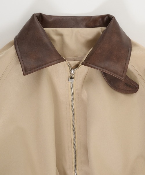 Perushu(ペルーシュ)の「Double Zip Balloon Faux Leather Collar Blouson/ダブルジップバルーンフェイクレザーカラーブルゾン(ブルゾン・レディース・ネイビー/ベージュ/ブラック・SMALL/MEDIUM)」の11枚目の写真