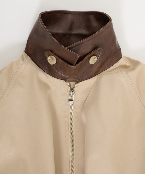 Perushu(ペルーシュ)の「Double Zip Balloon Faux Leather Collar Blouson/ダブルジップバルーンフェイクレザーカラーブルゾン(ブルゾン・レディース・ネイビー/ベージュ/ブラック・SMALL/MEDIUM)」の12枚目の写真