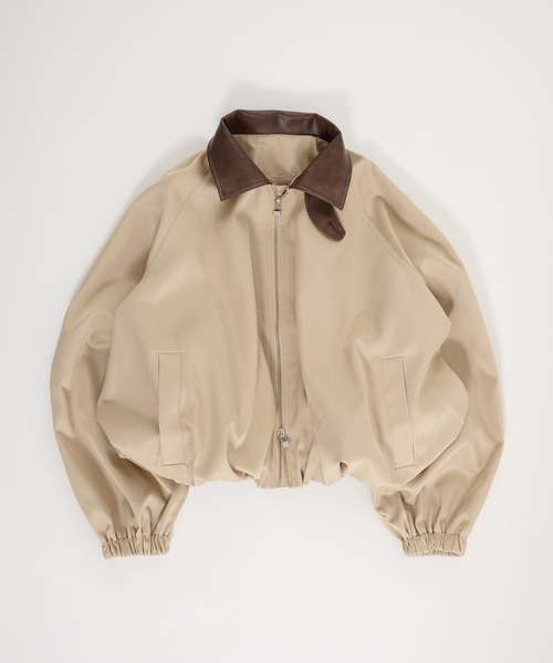 Perushu(ペルーシュ)の「Double Zip Balloon Faux Leather Collar Blouson/ダブルジップバルーンフェイクレザーカラーブルゾン(ブルゾン・レディース・ネイビー/ベージュ/ブラック・SMALL/MEDIUM)」の7枚目の写真