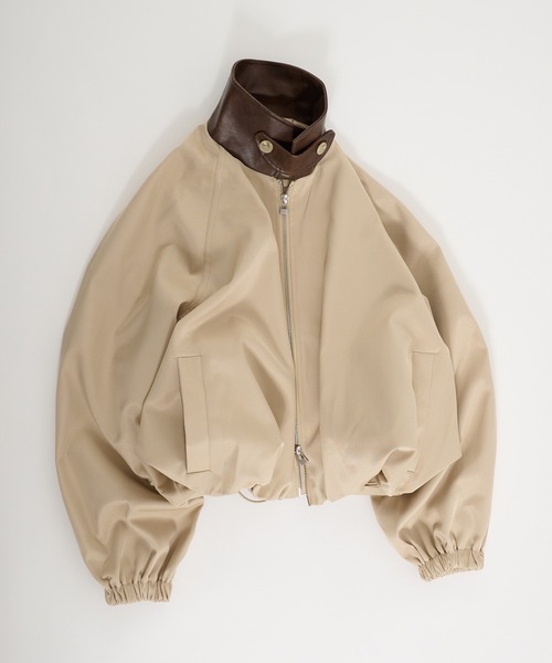 Perushu(ペルーシュ)の「Double Zip Balloon Faux Leather Collar Blouson/ダブルジップバルーンフェイクレザーカラーブルゾン(ブルゾン・レディース・ネイビー/ベージュ/ブラック・SMALL/MEDIUM)」の10枚目の写真