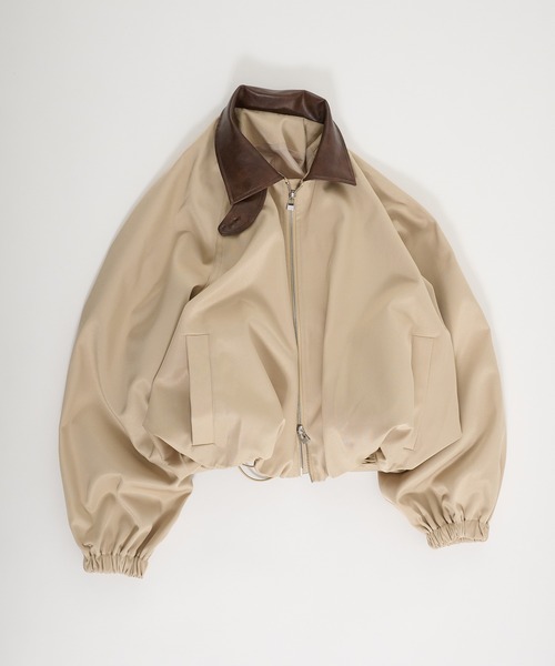 Perushu(ペルーシュ)の「Double Zip Balloon Faux Leather Collar Blouson/ダブルジップバルーンフェイクレザーカラーブルゾン(ブルゾン・レディース・ネイビー/ベージュ/ブラック・SMALL/MEDIUM)」の8枚目の写真