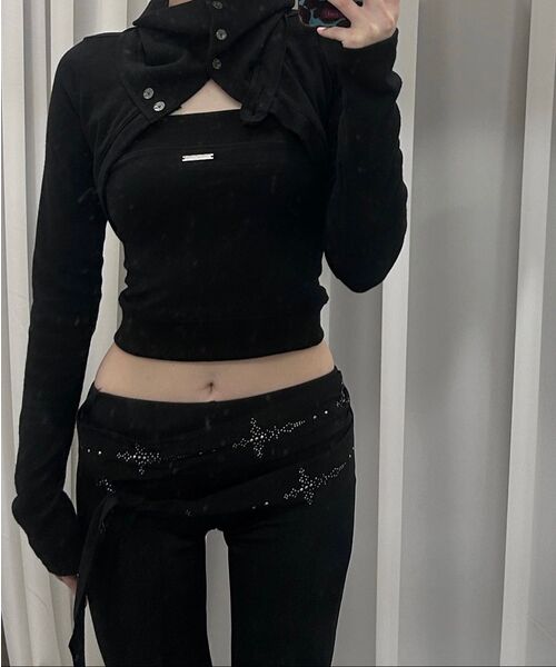 ETRE AU SOMMET（エトレオソメ）の「Polar Open Bolero Top Set (BLACK)（Tシャツ/カットソー・レディース・その他・FREE）」の2枚目の写真