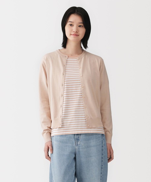 無印良品（ムジルシリョウヒン）の「婦人 ＵＶカット強撚コットンクルーネックカーディガン（カーディガン/ボレロ・レディース・ライトグリーン/ライトピンク/ブラック/サンドベージュ/ダークグレー・L/M/XL/S）」の5枚目の写真