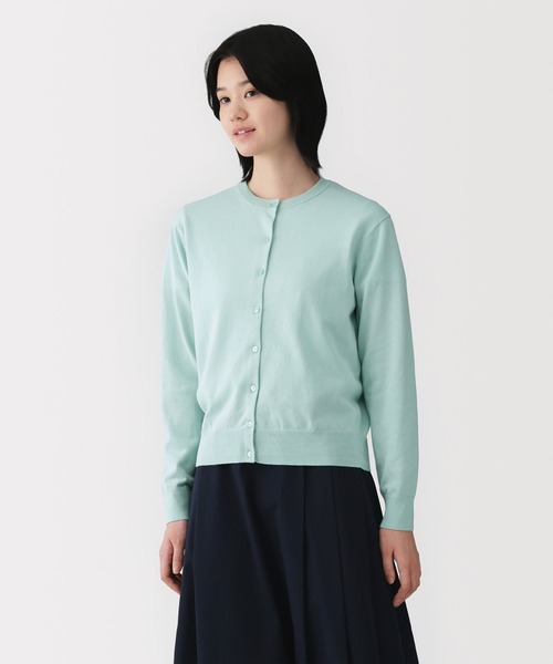 無印良品（ムジルシリョウヒン）の「婦人 ＵＶカット強撚コットンクルーネックカーディガン（カーディガン/ボレロ・レディース・ライトグリーン/ライトピンク/ブラック/サンドベージュ/ダークグレー・L/M/XL/S）」の4枚目の写真