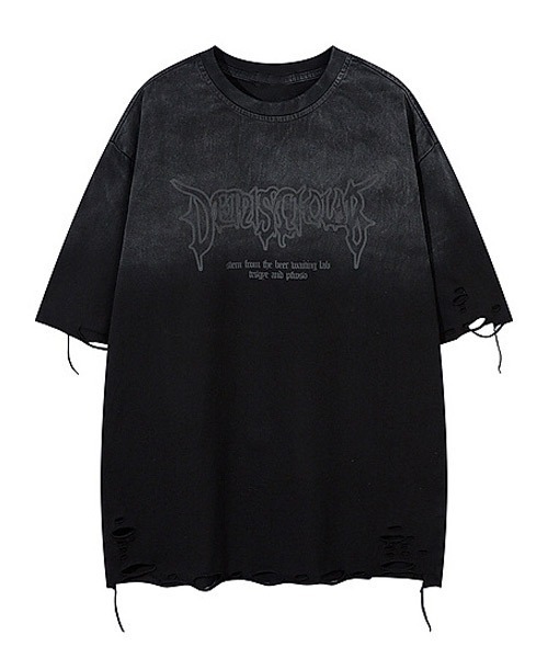 Ressaca(レサーカ)の「オーバーサイズダメージ加工ロゴプリントTシャツ(Tシャツ/カットソー・メンズ・ブラック/グレー・L/XL/M)」の2枚目の写真