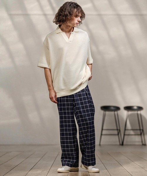 CAMBIO（カンビオ）の「mhs2577-メランジニットソースキッパーポロ（ポロシャツ・メンズ・ブラック/キナリ・M/L/XL）」の7枚目の写真